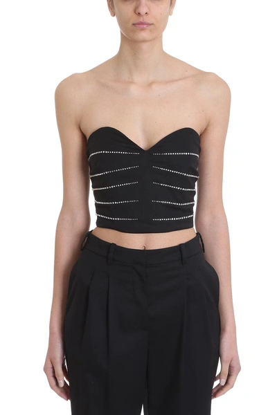 Shop Attico Crystals Strapless Bustier In Black