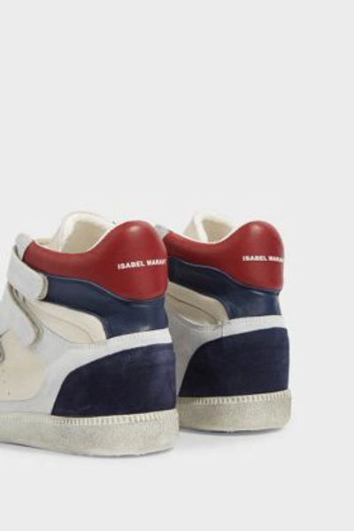 Shop Isabel Marant Bilsy Trainers In Navy, White And Red