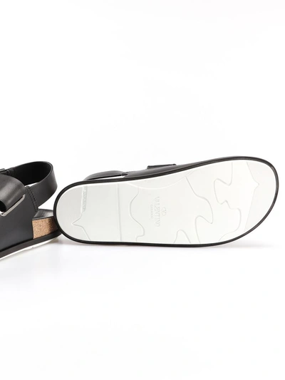 Shop Valentino Logo Print Sandals In No Black