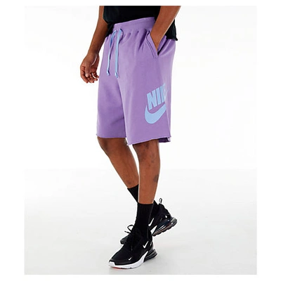 Shop Nike Men's Sportswear Alumni Fleece Shorts, Purple - Size Med