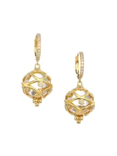 Shop Temple St Clair Nature Deconstructed Theodora 18k Yellow Gold, Crystal & Diamond Amulet Earrings