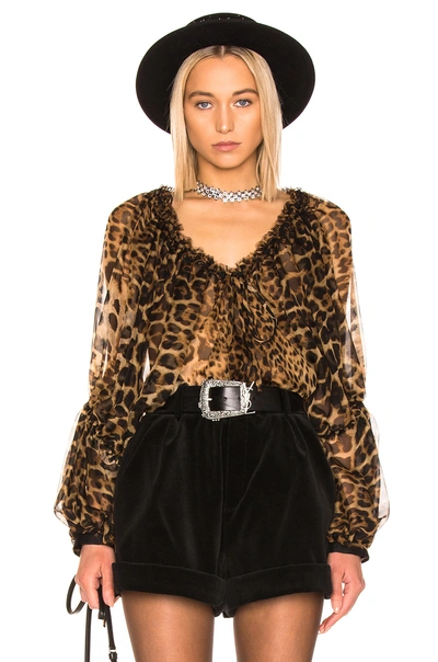 Shop Saint Laurent Leopard Blouse