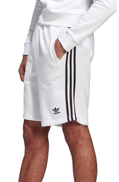 Shop Adidas Originals 3-stripes Athletic Shorts In White
