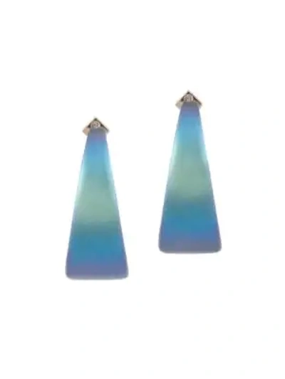 Shop Alexis Bittar Wide Graduated Medium Lucite Hoop Earrings In Blue