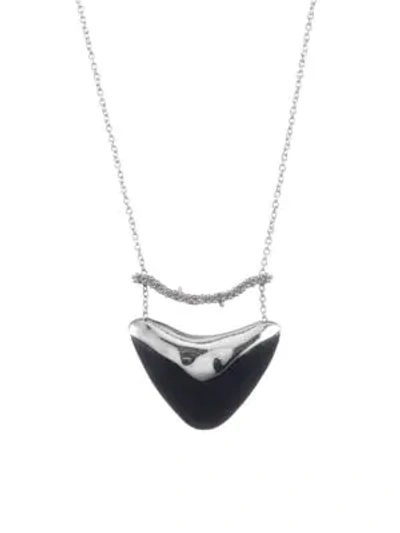 Shop Alexis Bittar Crystal Encrusted Bar & Shield Pendant Necklace In Black