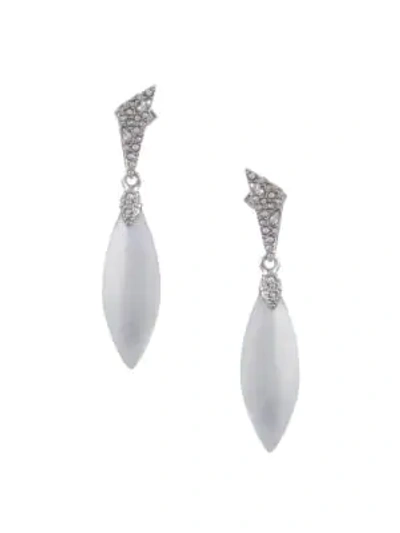 Shop Alexis Bittar Crystal Encrusted Rhodium-plated Dangling Post Earring In Silver