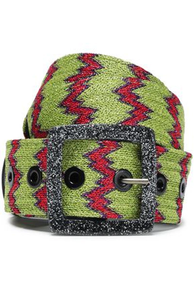 Shop Missoni Woman Metallic Crochet-knit Belt Lime Green
