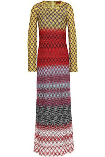 Shop Missoni Crochet-knit Maxi Dress In Yellow