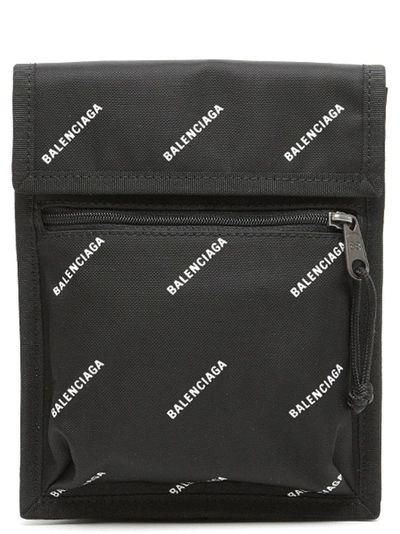 Shop Balenciaga Exporer All Over Logo Crossbody Pouch In Black