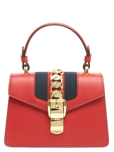 Shop Gucci Mini Sylvie Top Handle Bag In Red
