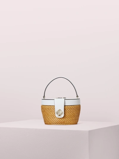 Shop Kate Spade Rose Medium Top Handle Basket Bag In Optic White