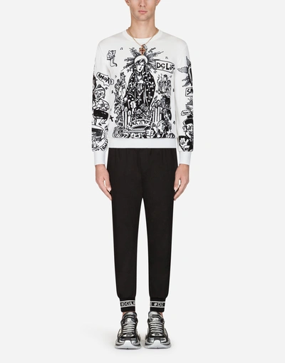 Shop Dolce & Gabbana Wool Sweater With Madonna Embroidery In Multi-colored