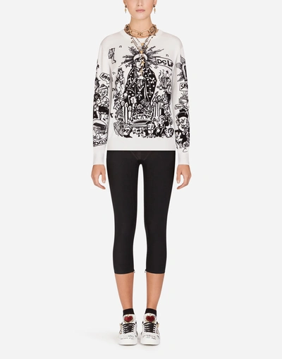 Shop Dolce & Gabbana Wool Sweater With Madonna Embroidery In Multi-colored