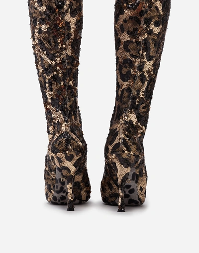 Shop Dolce & Gabbana Sequined Boots In Leopard Print