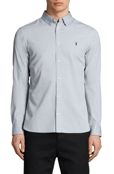 Shop Allsaints Redondo Slim Fit Shirt In Light Grey