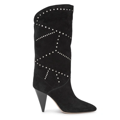 Shop Isabel Marant Lestee 100 Studded Knee Boots In Black And Silver