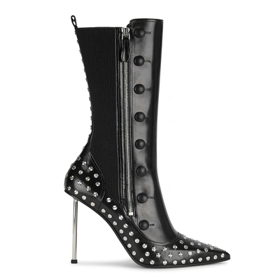 Shop Alexander Mcqueen 100 Black Studded Leather Boots