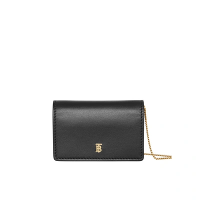 Shop Burberry Leather Card Case With Detachable Strap