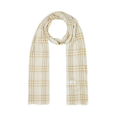 Shop Burberry Embroidered Vintage Check Lightweight Cashmere Scarf