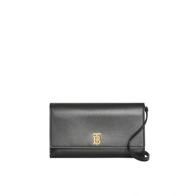 Shop Burberry Monogram Motif Leather Wallet With Detachable Strap