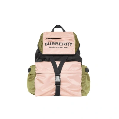 Shop Burberry Logo Print Tri-tone Nylon Backpack