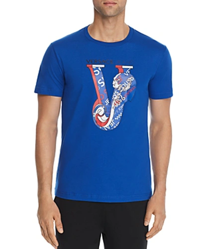 Shop Versace Jeans Logo Graphic Tee In Blue China