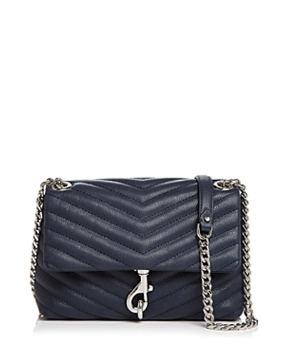 Shop Rebecca Minkoff Edie Quilted Leather Crossbody In Twilight Blue/silver