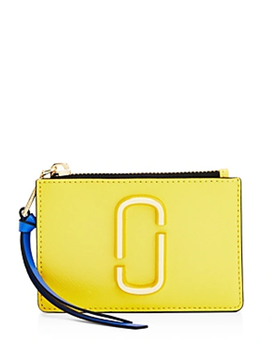 Shop Marc Jacobs Top Zip Leather Multi Card Case In Lemon Multi/gold