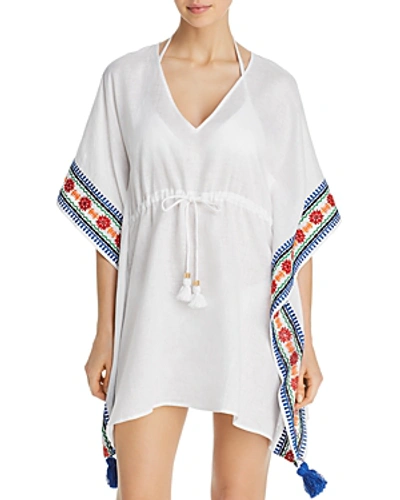 Shop Tory Burch Ravena Embroidered Beach Caftan Swim Cover-up In White