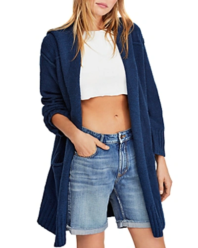Free People Snow Angel Hooded Cardigan In Navy ModeSens