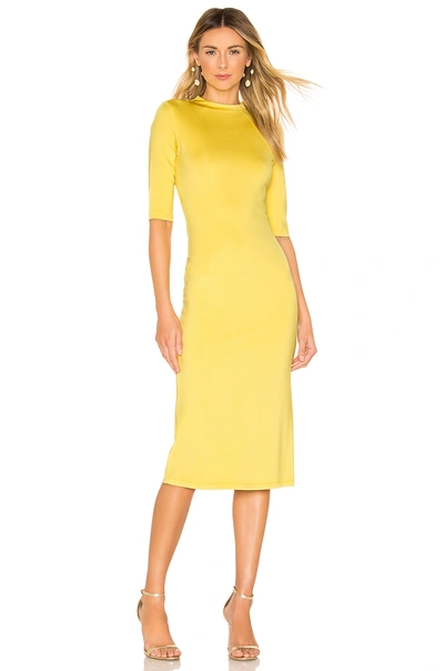 Shop Alice And Olivia Delora Fitted Mock Neck Dress In Canary
