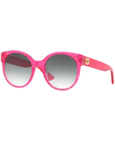 Shop Gucci Sunglasses, Gg0035s In Pink Shiny/blue Gradient