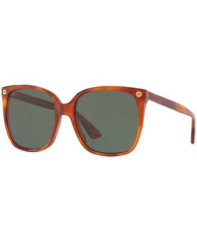 Shop Gucci Sunglasses, Gg0022s In Tortoise/green