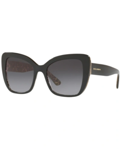 Shop Dolce & Gabbana Sunglasses, Dg4348 54 In Black On Damascus Glitter Black/grey Gradient