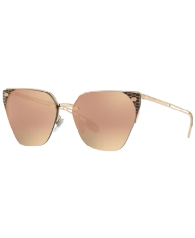 Shop Bvlgari Sunglasses, Bv6116 63 In Rose Gold/grey Mirror Rose Gold