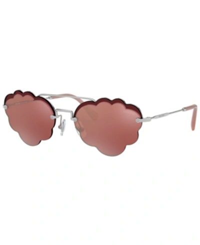 Shop Miu Miu Sunglasses, Mu 57us 58 In Silver/pink Mirror Flash Silver
