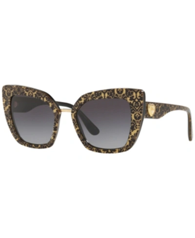 Shop Dolce & Gabbana Sunglasses, Dg4359 52 In Damasco Glitter Black On Black/grey Gradient