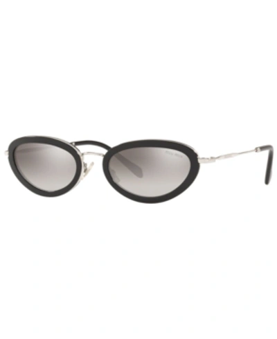 Shop Miu Miu Sunglasses, Mu 58us 54 In Black/gradient Grey Mirror Silver