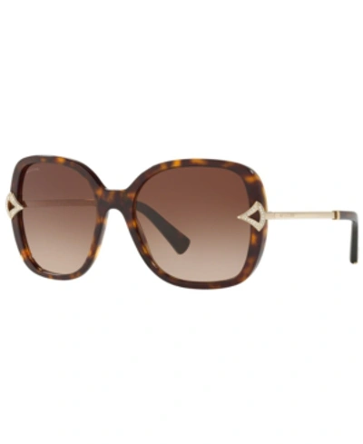 Shop Bvlgari Sunglasses, Bv8217b 55 In Dark Havana/brown Gradient