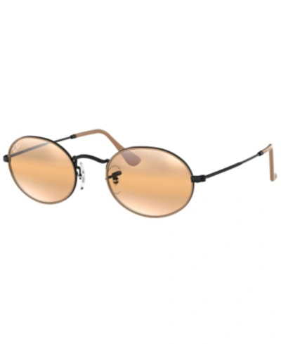 Shop Ray Ban Ray-ban Sunglasses, Rb3547 51 In Black Top On Matte Beige/yellow Bi-mirror Grey