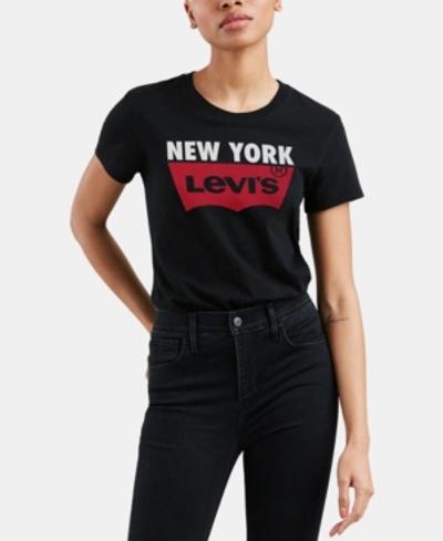 Levi's New York Logo Cotton T-shirt In Black | ModeSens