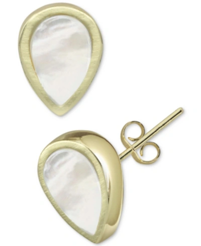 Shop Argento Vivo Mother-of-pearl Teardrop Stud Earrings In Gold-plated Sterling Silver