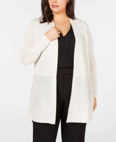 Shop Anne Klein Plus Size Open-front Cardigan In White