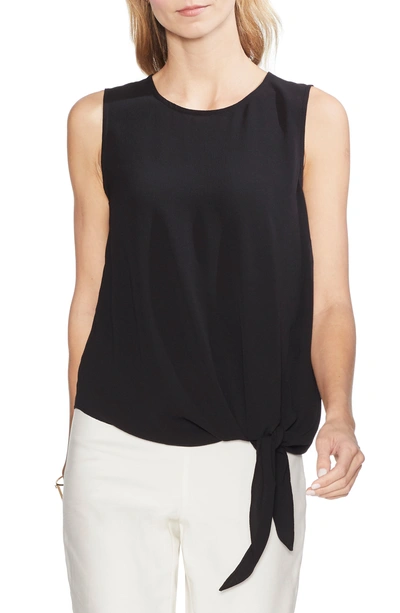 Shop Vince Camuto Sleeveless Tie Front Blouse In Rich Black