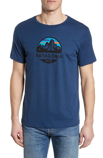 Shop Patagonia Fitz Roy Scope Crewneck T-shirt In Stone Blue