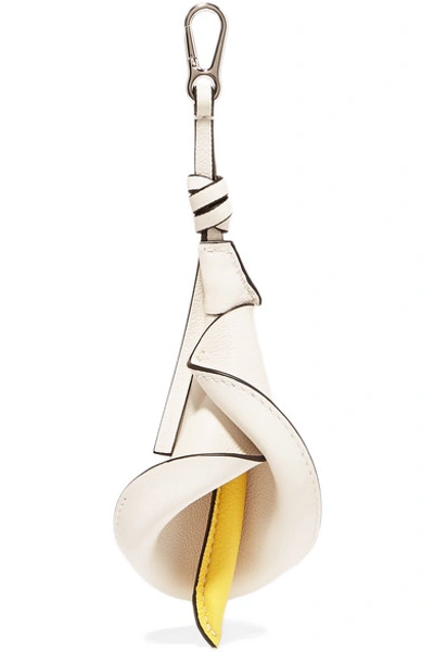 Shop Loewe Calla Textured-leather Bag Charm In White