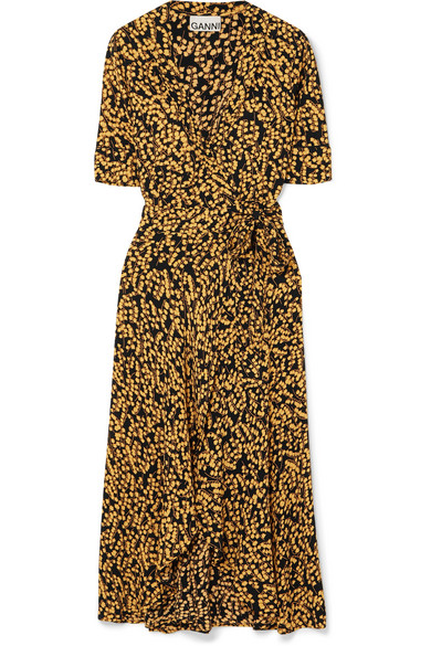ganni goldstone wrap dress
