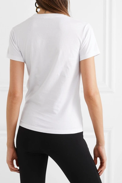 Shop Balenciaga Laurier Embroidered Organic Cotton-jersey T-shirt In White