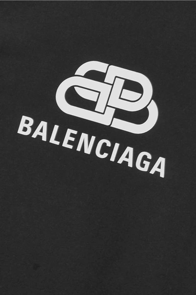 Shop Balenciaga Oversized Printed Cotton-jersey T-shirt In Black