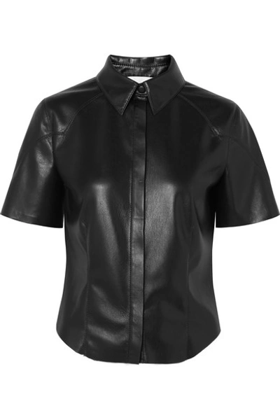 Shop Nanushka Clare Vegan Leather Shirt In Black